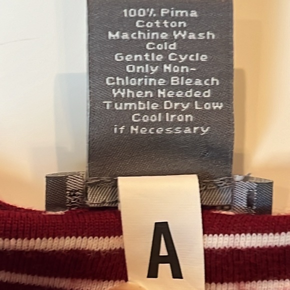 ❤️ANN TAYLOR 100% PIMA COTTON RED & WHITE STRIPED SHORT SLEEVE V NECK TOP SMALL - Picture 11 of 13